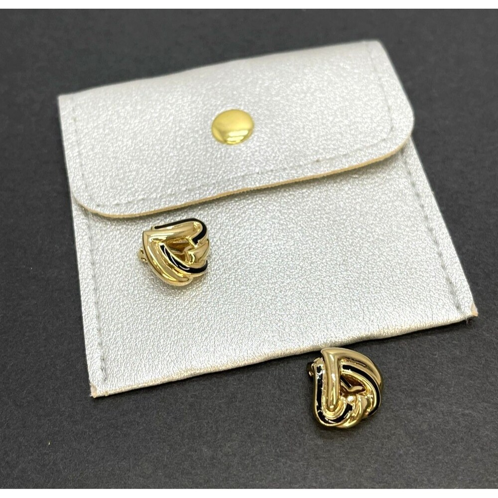 Authentic Christian Dior Heart Gold Tone Earrings Beautiful Elegant Clip on